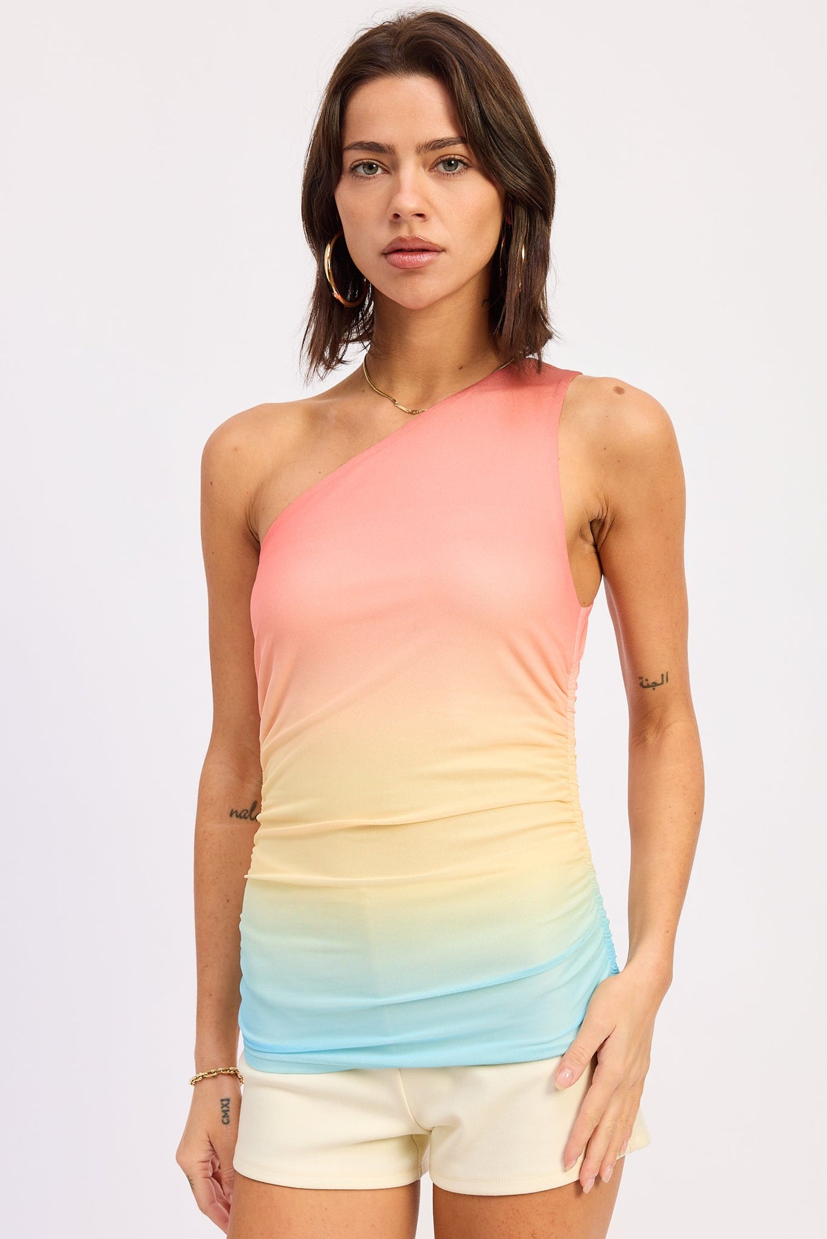 Emory Park Bailey top in multi-color fabric, stylish women's blouse with long sleeves and a relaxed fit.