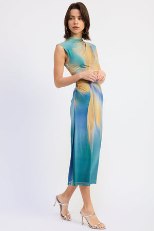 Blue green multi Avalon midi dress by Emory Park featuring a flowy silhouette and stylish design.