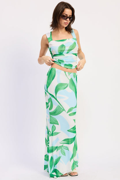 Emory Park Primrose Top in ivory and green floral pattern, lightweight fabric, and stylish design for casual wear.