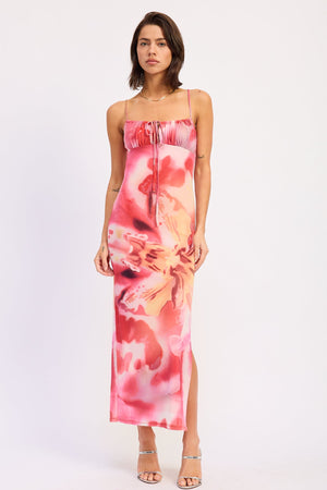 Emory Park Hensley midi dress in rose pink floral pattern, sleeveless with a fitted waist and flowing skirt, perfect for spring outings.