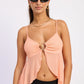 Cantaloupe-colored Samira mesh top from Emory Park featuring lightweight, breathable fabric with stylish mesh design.