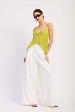 Emory Park Samira Mesh Top in chartreuse, showcasing a lightweight, stylish women's top with breathable mesh fabric.