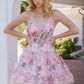 Nox Anabel M992 Chic and Graceful Strapless Flower Print Chiffon Dress