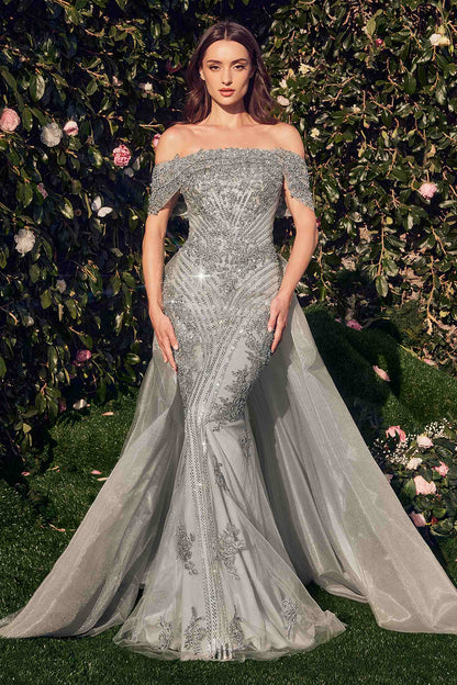 Andrea & Leo MA103 Off The Shoulder Embellished Mermaid Gown