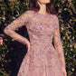 Andrea & Leo MA108 Dress Lace Layered Tulle Long Sleeve Gown