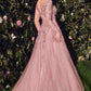 Andrea & Leo MA108 Dress Lace Layered Tulle Long Sleeve Gown