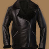 Men’s Dark Brown Shearling Bomber Aviator Jacket - Brown