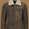 Men’s Old Fashion Brown Shearling Bomber Leather Jacket - Brown