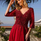 Nox Anabel MF100 Long Sequin Bodice 3/4 Sleeve A-line Gown