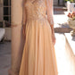 Nox Anabel MF100 Long Sequin Bodice 3/4 Sleeve A-line Gown