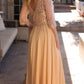 Nox Anabel MF100 Long Sequin Bodice 3/4 Sleeve A-line Gown