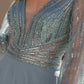 Nox Anabel MF101 Long V-Neck Embellished Bodice 3/4 Sleeve A-line Gown