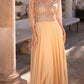 Nox Anabel MF101 Long V-Neck Embellished Bodice 3/4 Sleeve A-line Gown
