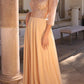 Nox Anabel MF101 Long V-Neck Embellished Bodice 3/4 Sleeve A-line Gown