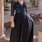 Nox Anabel MF101 Long V-Neck Embellished Bodice 3/4 Sleeve A-line Gown