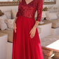 Nox Anabel MF103 Long Sequin Bodice 3/4 Sleeve A-line Gown