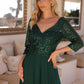 Nox Anabel MF103 Long Sequin Bodice 3/4 Sleeve A-line Gown