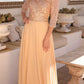 Nox Anabel MF103 Long Sequin Bodice 3/4 Sleeve A-line Gown
