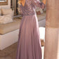Nox Anabel MF103 Long Sequin Bodice 3/4 Sleeve A-line Gown