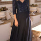 Nox Anabel MF103 Long Sequin Bodice 3/4 Sleeve A-line Gown