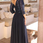 Nox Anabel MF103 Long Sequin Bodice 3/4 Sleeve A-line Gown