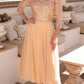 Nox Anabel MF104 Tea Length Sequin Bodice Short 3/4 Sleeve Dress