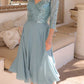 Nox Anabel MF104 Tea Length Sequin Bodice Short 3/4 Sleeve Dress