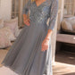 Nox Anabel MF104 Tea Length Sequin Bodice Short 3/4 Sleeve Dress