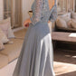 Nox Anabel MF104 Tea Length Sequin Bodice Short 3/4 Sleeve Dress
