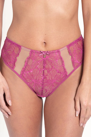 Lavinia Samanta Mila raspberry lace tanga panty with delicate floral lace design and comfortable fit.