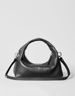 Mini Everyday Shoulder Bag by HYER GOODS in black with silver accents, featuring a sleek compact design and adjustable strap.