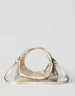 Gold mini everyday shoulder bag by HYER GOODS featuring a sleek design and compact size, perfect for daily use.