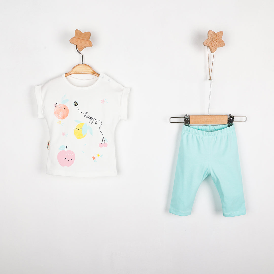 Happy Fruit Baby Girls Leggings Set-0