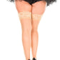 Plus Size Seamed Lace Top Stockings