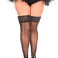 Plus Size Seamed Lace Top Stockings