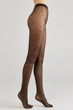 Women's fantasy tights with moon pattern in graphite, featuring celestial design from TheRanok.com.