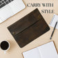 Leather MacBook sleeve from Classy Leather Bags, slim and stylish laptop folio with a smooth finish and secure zipper closure.