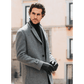 Marco (black) - Italian lambskin leather gloves with brown rabbit fur lining