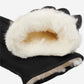 Marco (black) - Italian lambskin leather gloves with white rabbit fur lining