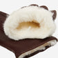 Marco (brown) - Italian lambskin leather gloves with white rabbit fur lining