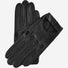 Black Mario Italian lambskin leather driving gloves with touchscreen feature, showing sleek design and fine stitching.