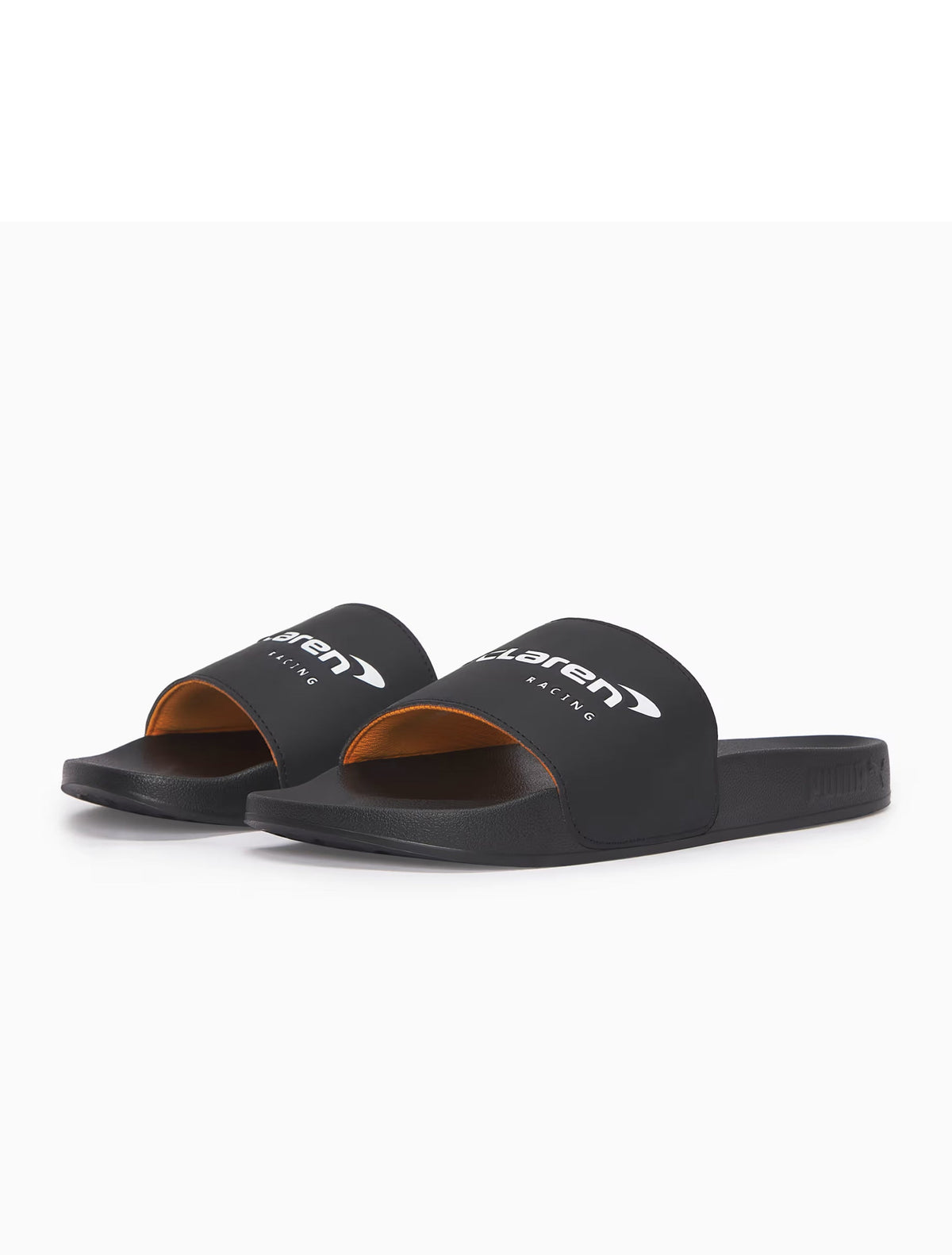 Puma McLaren Leadcat 2.0 black slide sandals for men with McLaren Racing branding