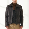 Men Aviator Black Shearling Jacket - Grey
