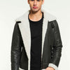 Men Aviator Grizzly Cream Shearling Jacket - cream