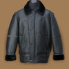 Men’s Black Aircraft Shearling Bomber Leather Jacket - Black