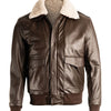 Men’s Brown Pilot Bomber Shearling Jacket - Brown