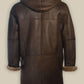 Men’s Brown Shearling Bomber Hoodie Coat