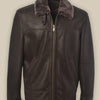 Men’s Brown Shearling Bomber Leather Jacket - Brown