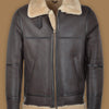 Men’s Dark Brown RAF Shearling Bomber Leather Jacket - Brown