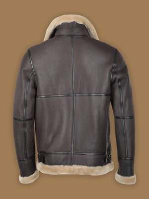 Men’s Dark Brown RAF Shearling Bomber Leather Jacket